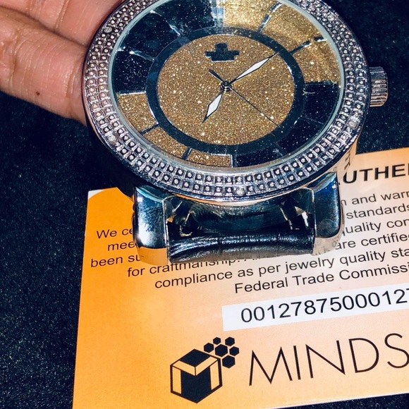 Real diamond men leather watch 1/10ct NOT CZ SALE! - Picture 6 of 7